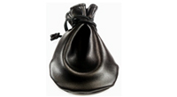 Faux leather pouch black color 90x105 mm.