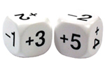 Sum & negative odd/even dice -1, +2, -2, +4, +3, +5